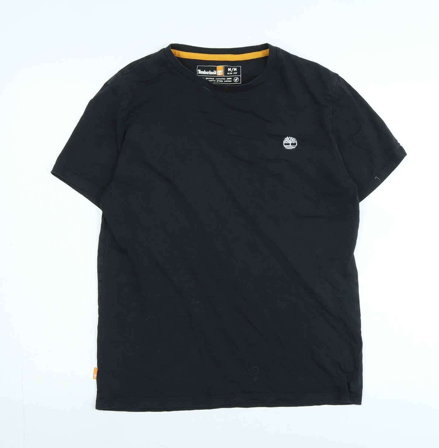 Timberland Mens Black Cotton T-Shirt Size M Crew Neck - Logo