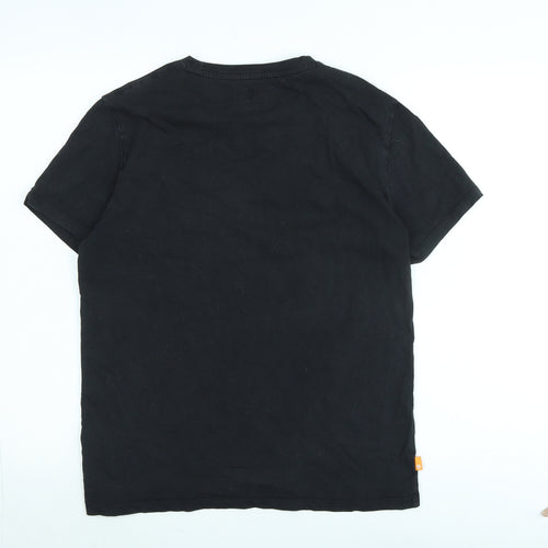 Timberland Mens Black Cotton T-Shirt Size M Crew Neck - Logo