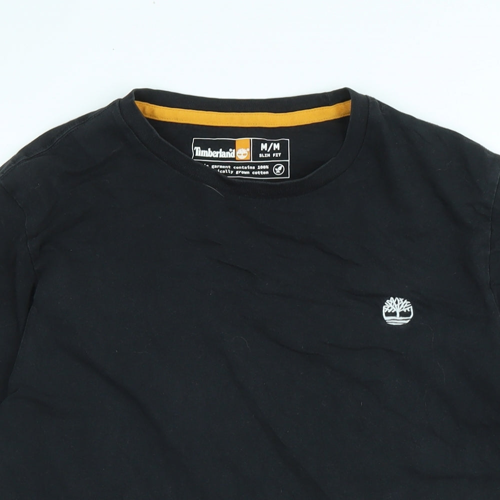 Timberland Mens Black Cotton T-Shirt Size M Crew Neck - Logo
