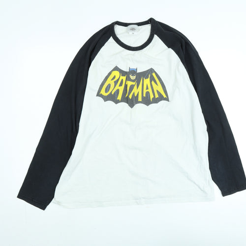 Batman Mens Black Cotton T-Shirt Size 2XL Crew Neck - Logo