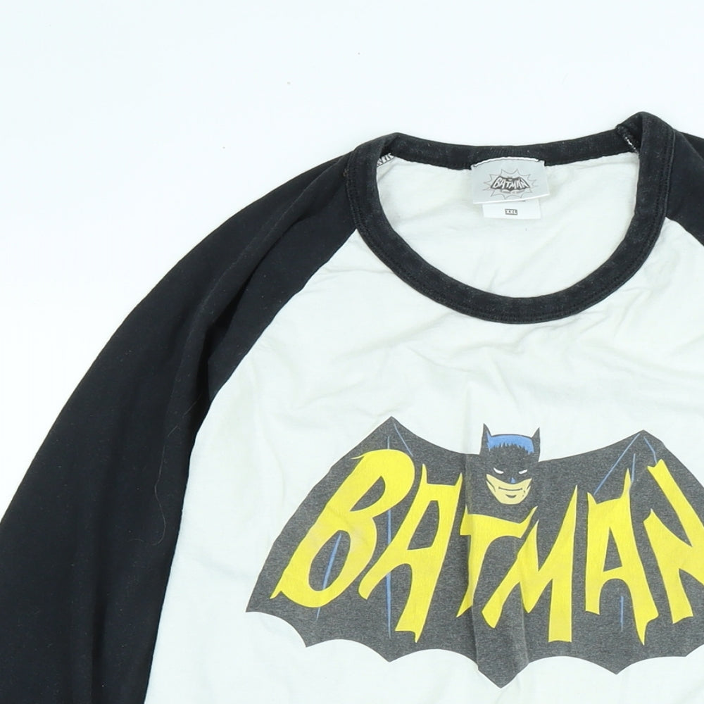 Batman Mens Black Cotton T-Shirt Size 2XL Crew Neck - Logo