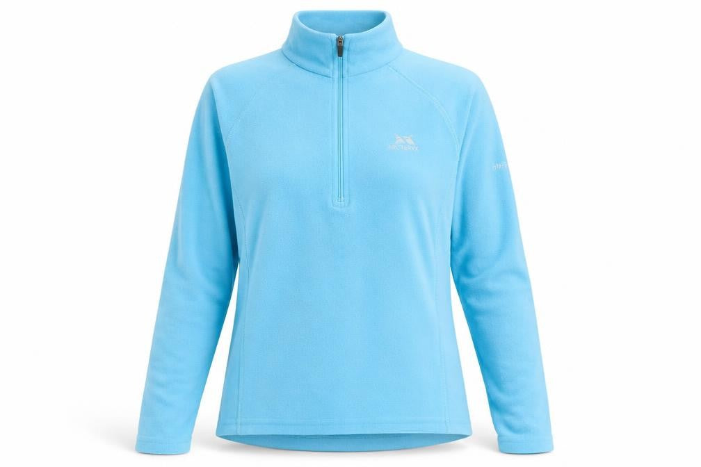 Front view of Trespass women’s blue polyester pullover sweatshirt, size M, - logo