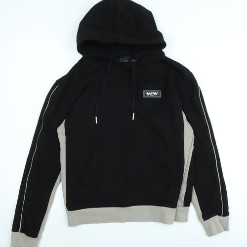 MDV Mens Black Cotton Pullover Hoodie Size S - Logo