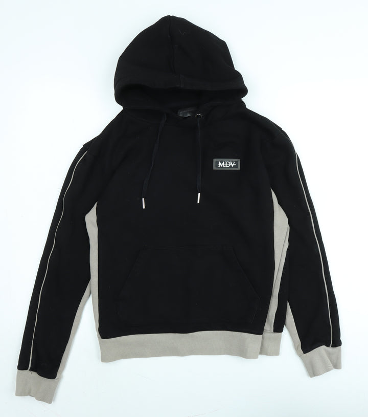 MDV Mens Black Cotton Pullover Hoodie Size S - Logo