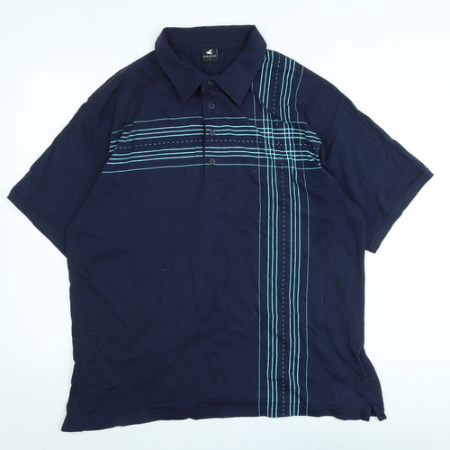 Pegasus Mens Blue Cotton Polo Size L Collared - Logo
