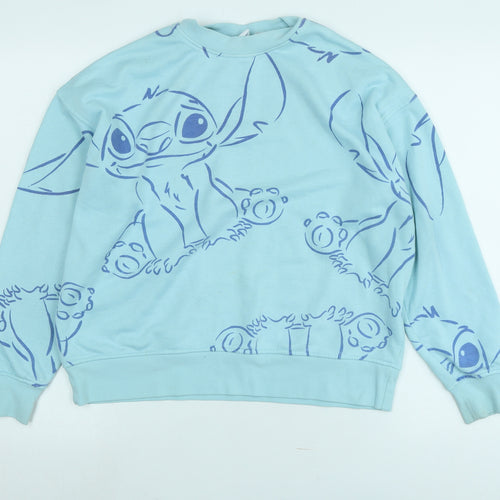 Disney Womens Blue Cotton Pullover Sweatshirt Size XS - Logo