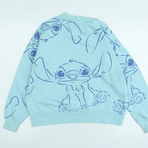 Disney Womens Blue Cotton Pullover Sweatshirt Size XS - Logo