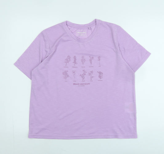 Craghoppers Womens Purple Polyester Basic T-Shirt Size 12 Crew Neck - Logo - Bloom and grow