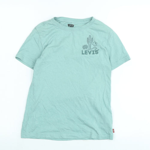 Levi's Boys Green Cotton Basic T-Shirt Size 10-11 Years Crew Neck - Logo - Cacti Club