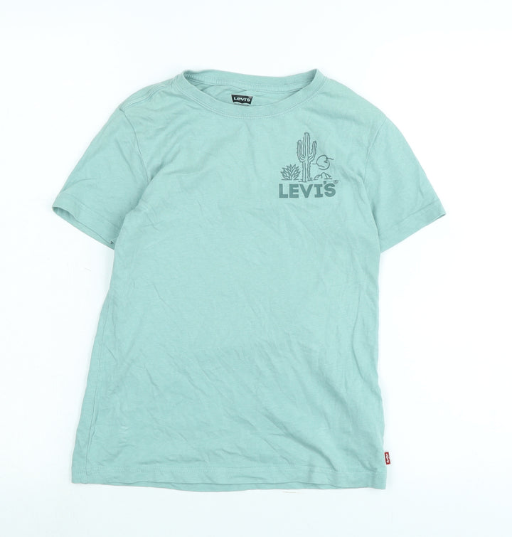 Levi's Boys Green Cotton Basic T-Shirt Size 10-11 Years Crew Neck - Logo - Cacti Club