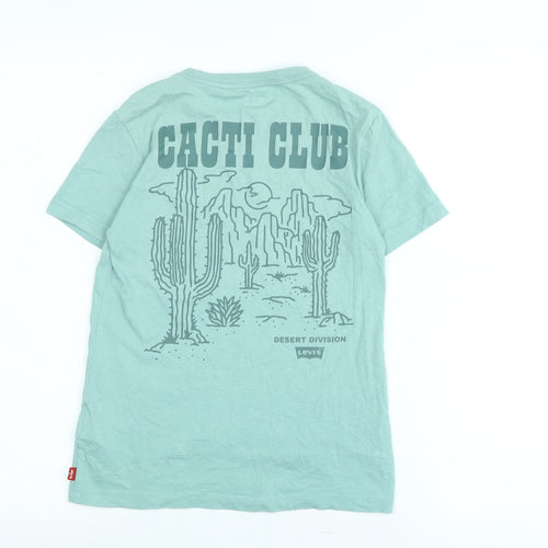 Levi's Boys Green Cotton Basic T-Shirt Size 10-11 Years Crew Neck - Logo - Cacti Club