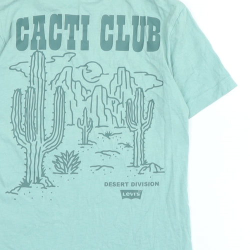 Levi's Boys Green Cotton Basic T-Shirt Size 10-11 Years Crew Neck - Logo - Cacti Club