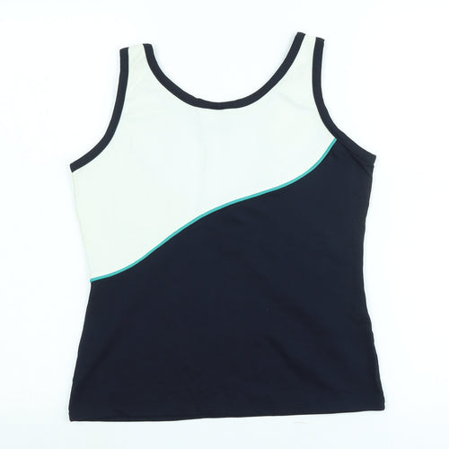 Sergio Tacchini Womens Blue Polyester Basic Tank Size L Scoop Neck - Logo
