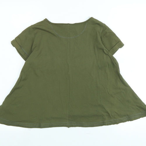 Diesel Girls Green Cotton Tunic T-Shirt Size L Scoop Neck - Logo