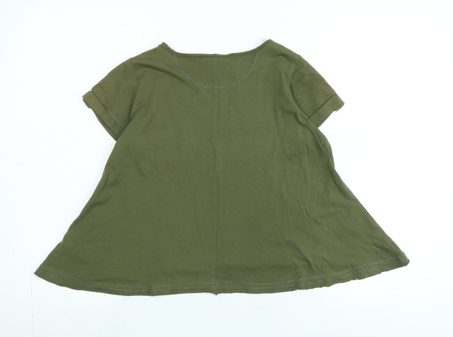 Diesel Girls Green Cotton Tunic T-Shirt Size L Scoop Neck - Logo