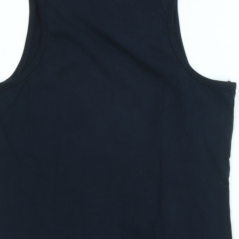 Superdry Womens Black Cotton Basic Tank Size M Scoop Neck - Logo