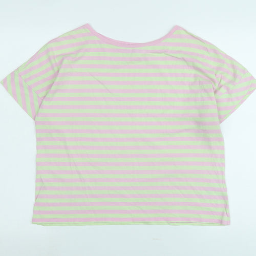 Oliver Bonas Womens Pink Cotton Basic T-Shirt Size 10 Crew Neck - Logo