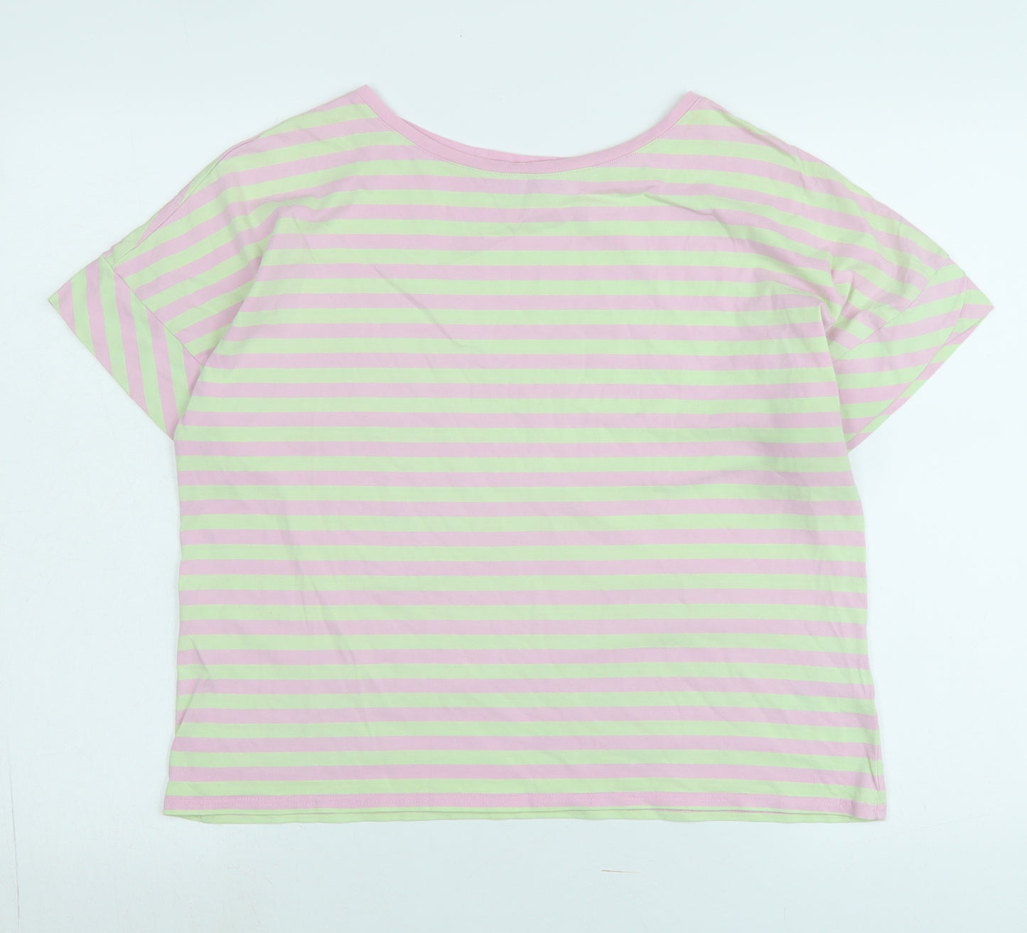 Oliver Bonas Womens Pink Cotton Basic T-Shirt Size 10 Crew Neck - Logo