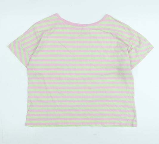 Oliver Bonas Womens Pink Cotton Basic T-Shirt Size 10 Crew Neck - Logo