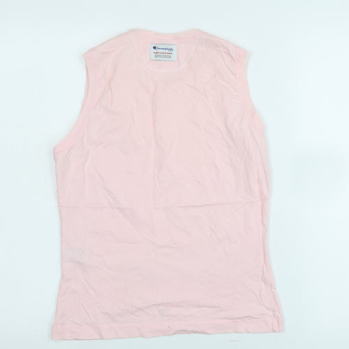 Champion Womens Pink Cotton Basic Tank Size XL Crew Neck - Logo