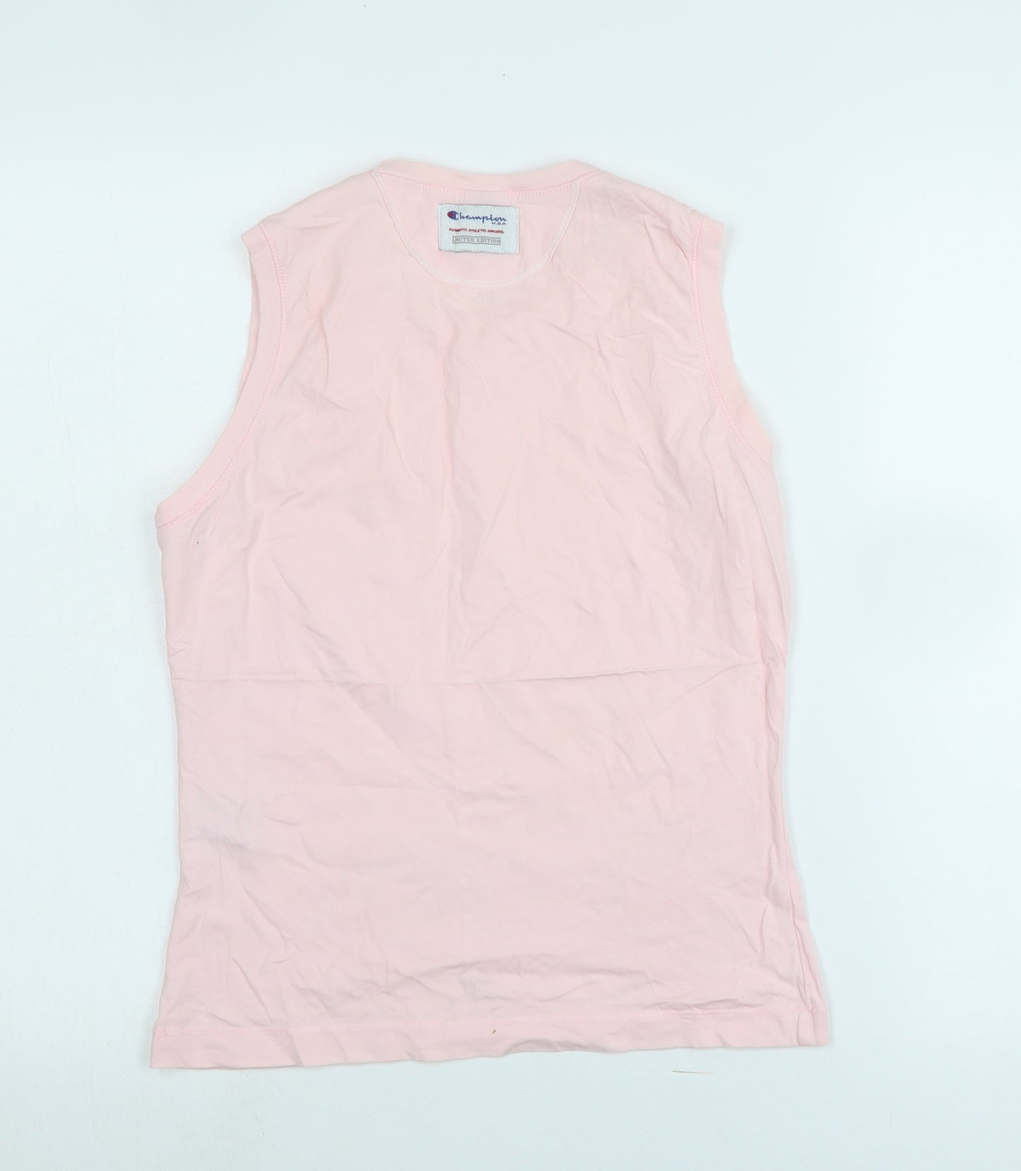 Champion Womens Pink Cotton Basic Tank Size XL Crew Neck - Logo