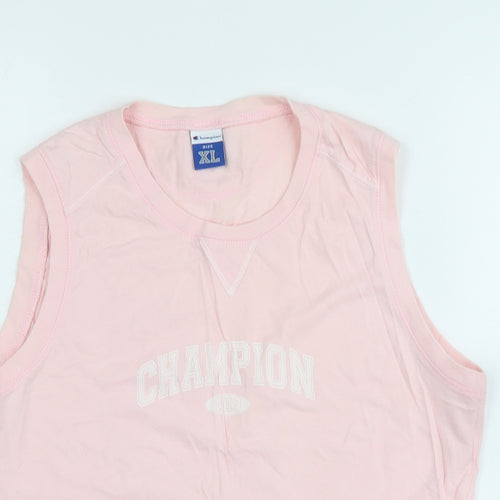 Champion Womens Pink Cotton Basic Tank Size XL Crew Neck - Logo