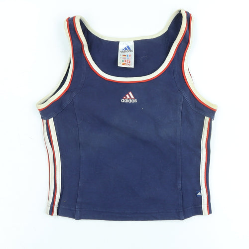 adidas Womens Blue Cotton Basic Tank Size 12 Scoop Neck - Logo