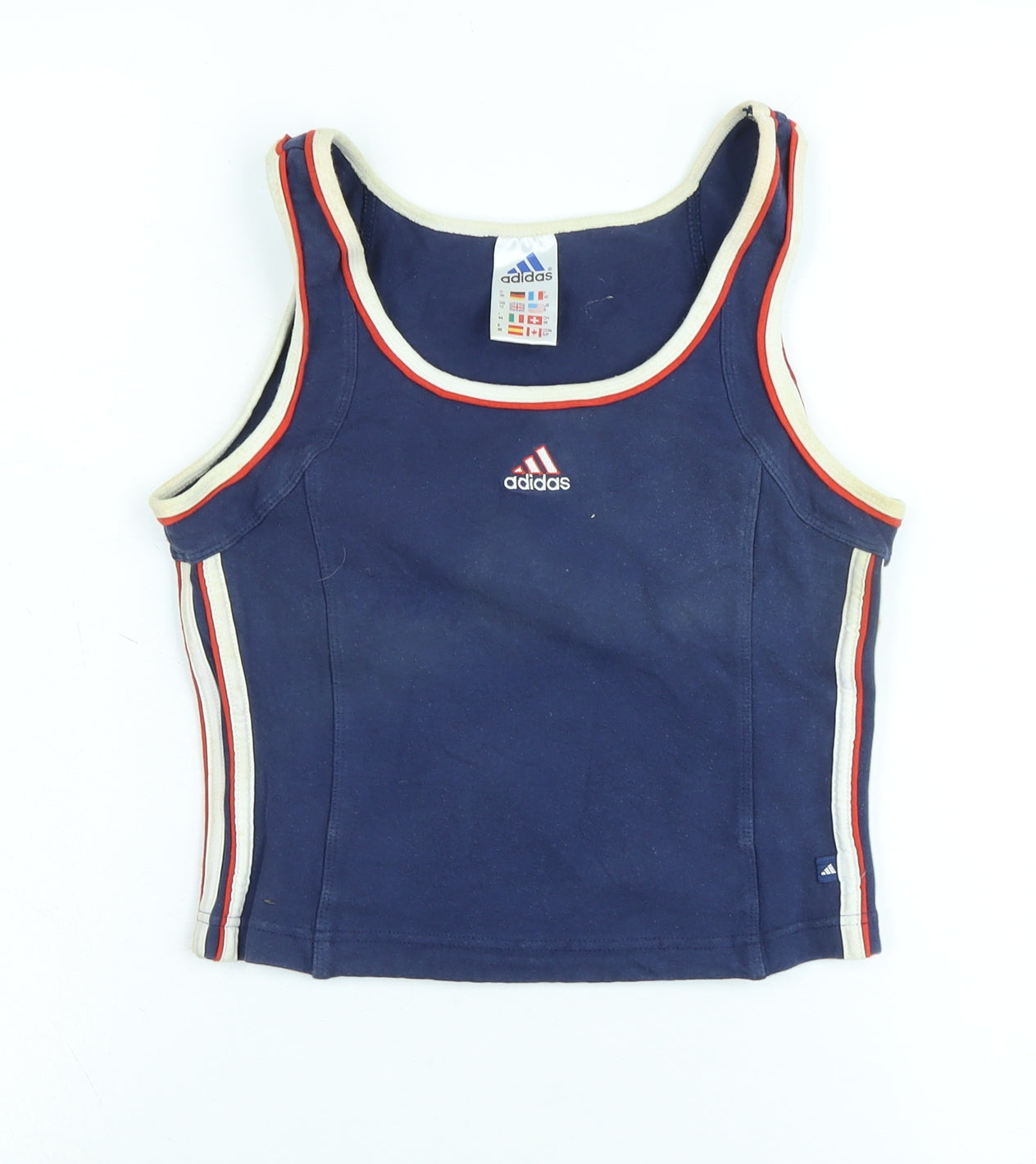 adidas Womens Blue Cotton Basic Tank Size 12 Scoop Neck - Logo