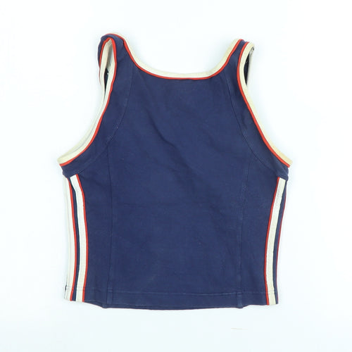 adidas Womens Blue Cotton Basic Tank Size 12 Scoop Neck - Logo