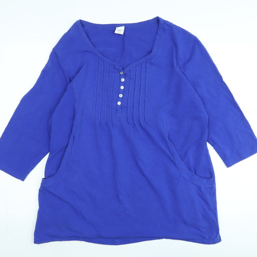 Cotton Traders Womens Blue Cotton Tunic T-Shirt Size 18 Sweetheart - Logo