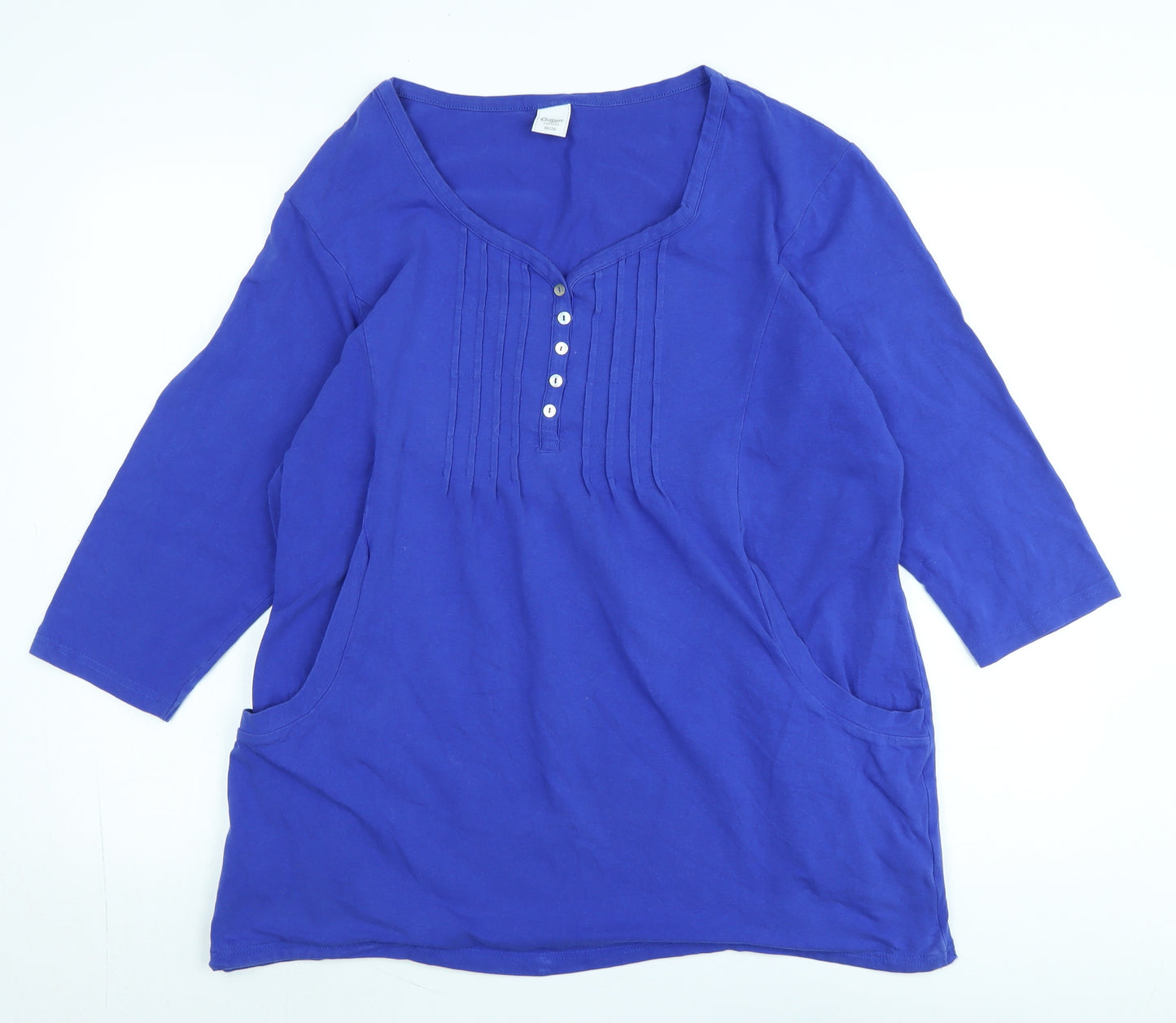 Cotton Traders Womens Blue Cotton Tunic T-Shirt Size 18 Sweetheart - Logo