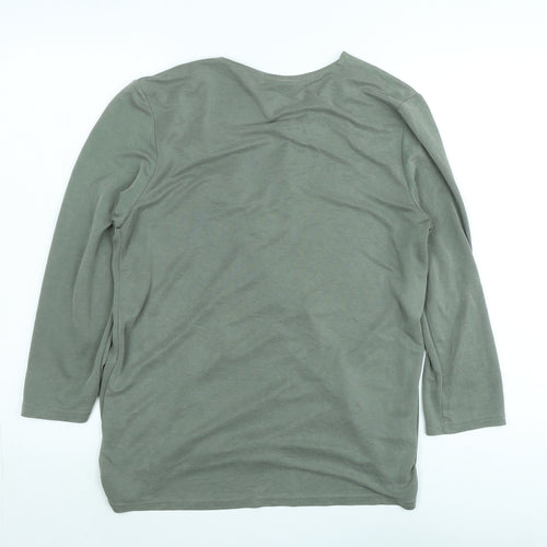 Long Tall Sally Womens Green Polyester Wrap Blouse Size S V-Neck - Logo