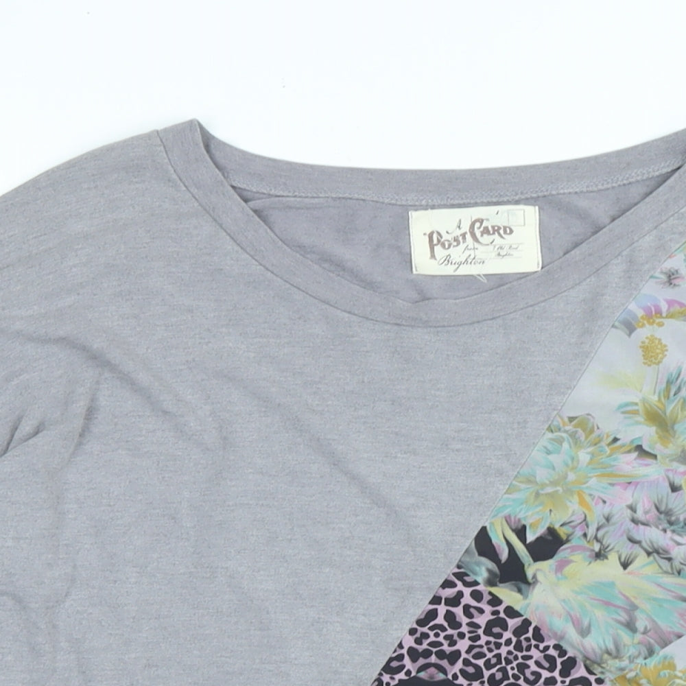 A Postcard From Brighton Womens Multicoloured Floral Cotton Tunic T-Shirt Size XL Scoop Neck - Logo