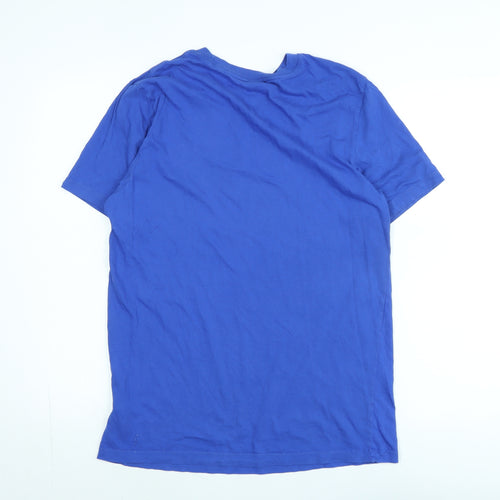 Nike Mens Blue Cotton T-Shirt Size M Crew Neck - Logo - NIKE