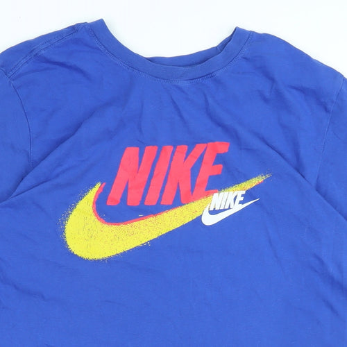 Nike Mens Blue Cotton T-Shirt Size M Crew Neck - Logo - NIKE