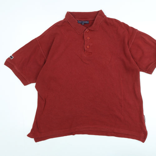 Donnay Mens Red Cotton Polo Size M Collared - Logo