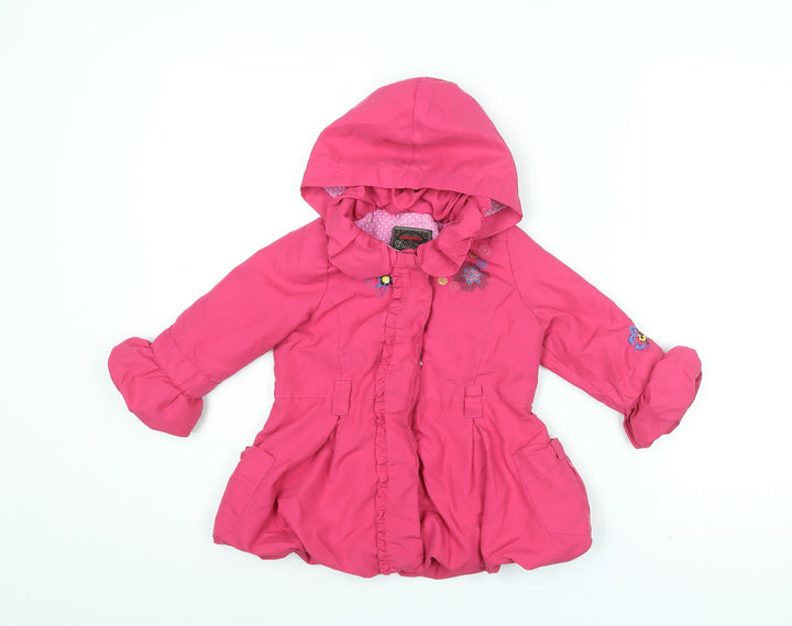 Catimini Girls Pink Floral Jacket Coat Size 2 Years Zip