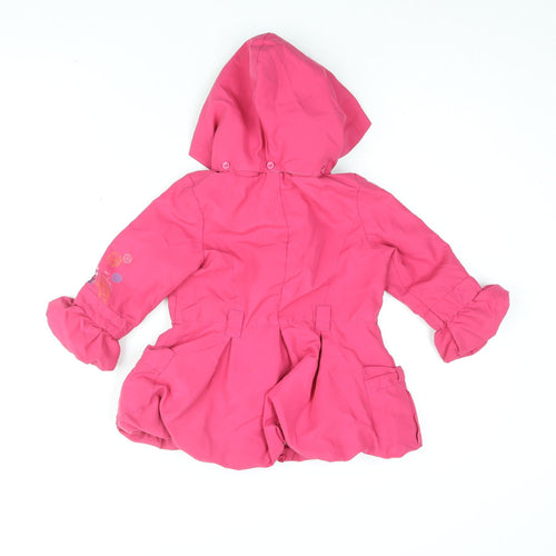 Catimini Girls Pink Floral Jacket Coat Size 2 Years Zip