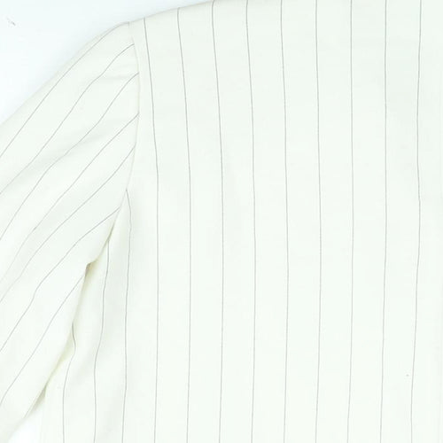 ICHI Womens White Striped Jacket Blazer Size 10 Button