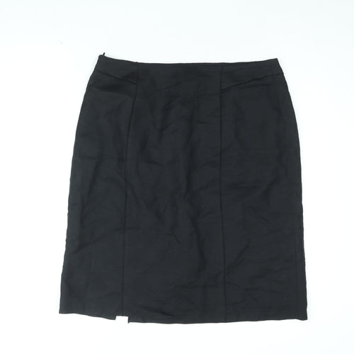 Harve Benard Womens Black Linen Straight & Pencil Skirt Size 14 Zip