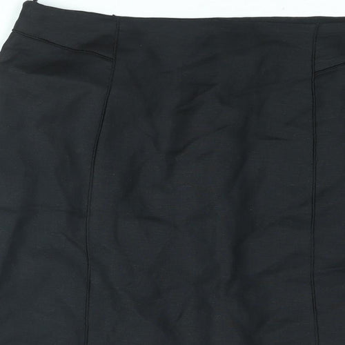 Harve Benard Womens Black Linen Straight & Pencil Skirt Size 14 Zip