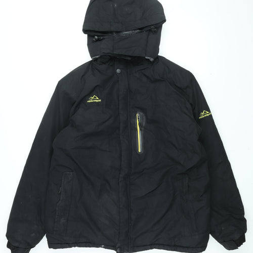 Outdoor Sport Mens Black Rain Coat Coat Size L Zip