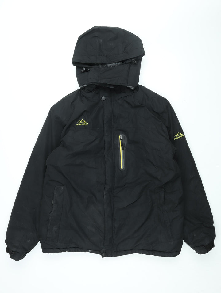 Outdoor Sport Mens Black Rain Coat Coat Size L Zip