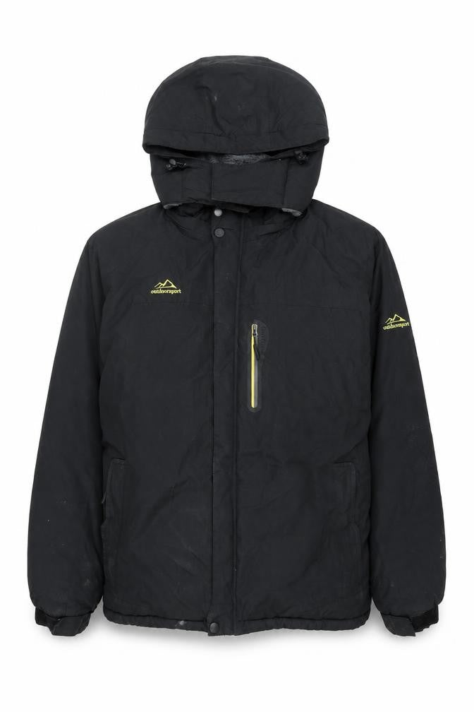 Outdoor Sport Mens Black Rain Coat Coat Size L Zip