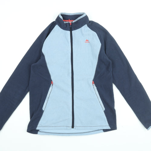 DECATHLON Girls Blue Polyester Full Zip Sweatshirt Size 14-15 Years Zip