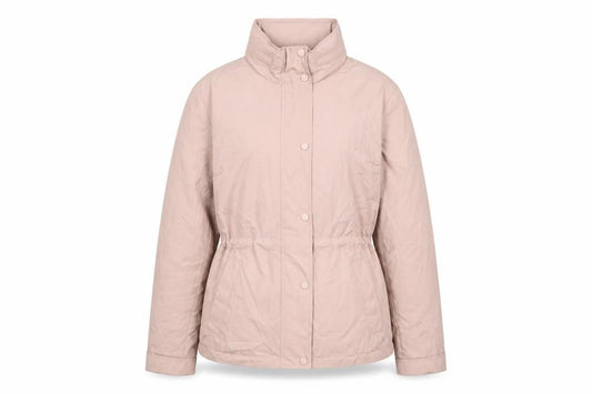 Front view of Marks & Spencer women’s pink jacket coat, size UK 12, zip