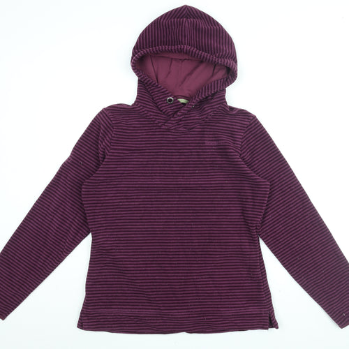 brasher Womens Purple Striped Polyester Pullover Hoodie Size 12 Pullover