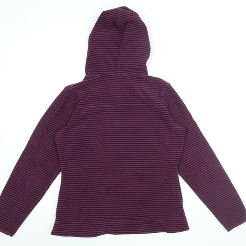 brasher Womens Purple Striped Polyester Pullover Hoodie Size 12 Pullover