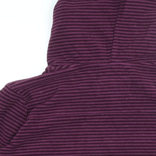brasher Womens Purple Striped Polyester Pullover Hoodie Size 12 Pullover