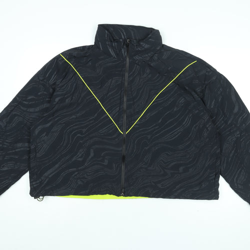 Fabletics Womens Black Geometric Jacket Coat Size XL Zip